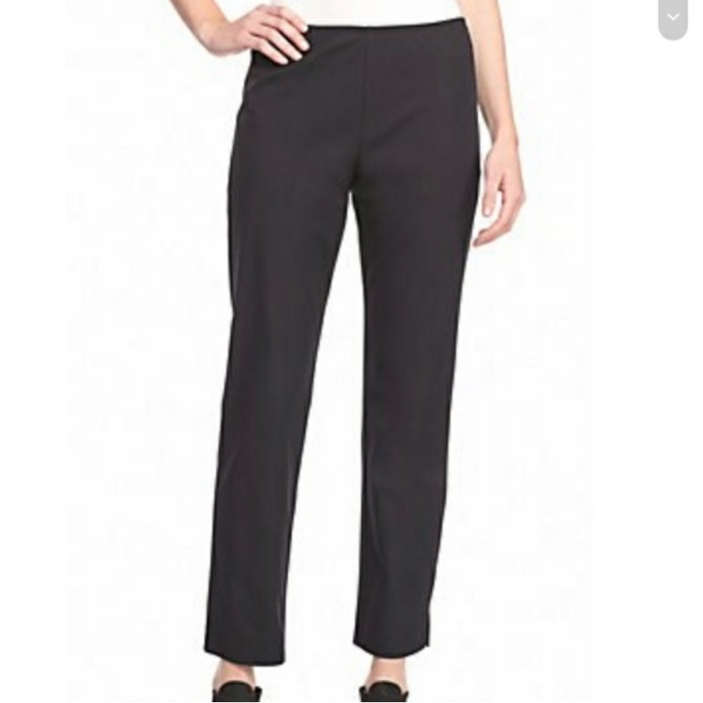 EILEEN FISHER Black 100% Organic Linen Elastic Waist Slim Pants Size S